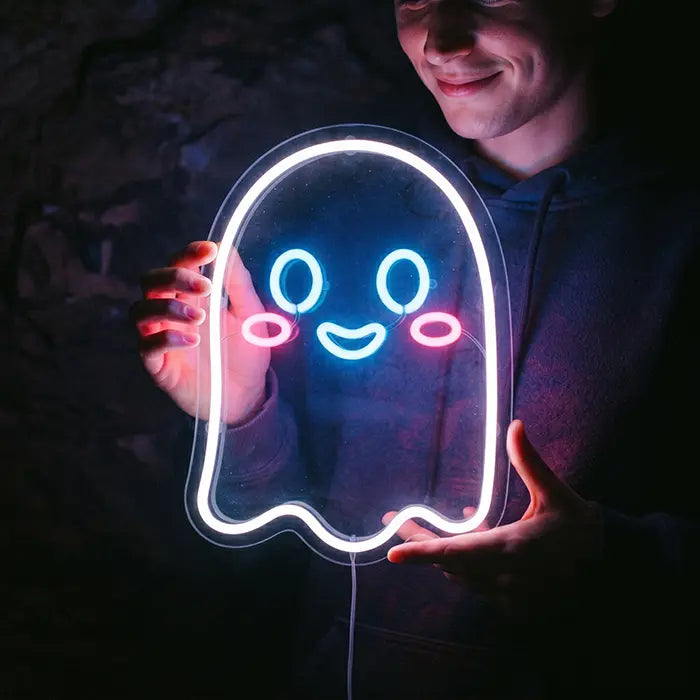 Happy Spuck Set Neon LED Schild – 9 Motive, dimmbar | Halloween Kinderzimmer Deko