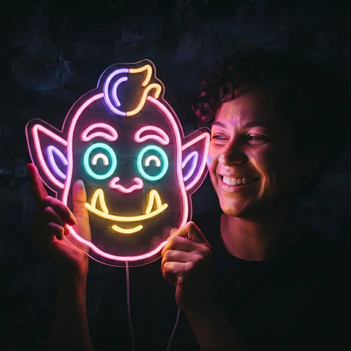 Happy Spuck Set Neon LED Schild – 9 Motive, dimmbar | Halloween Kinderzimmer Deko