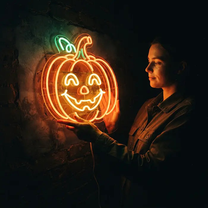Happy Spuck Set Neon LED Schild – 9 Motive, dimmbar | Halloween Kinderzimmer Deko