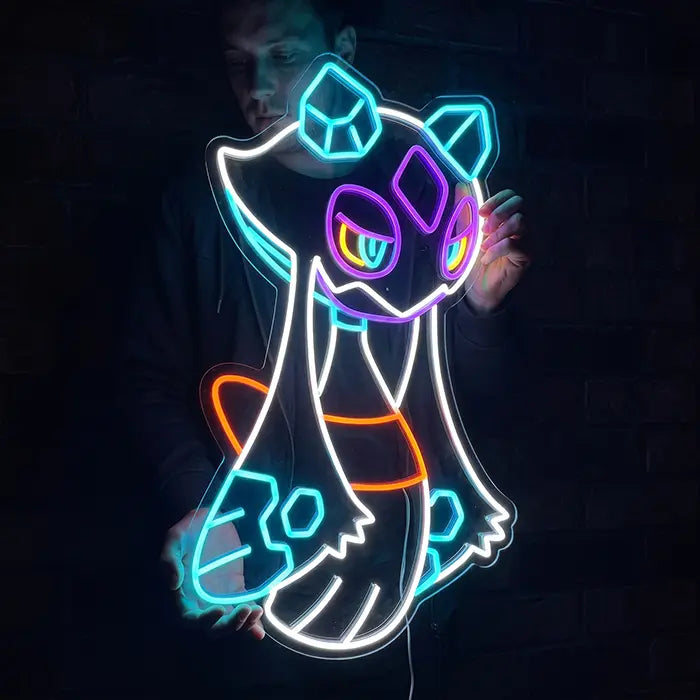 Pokémon Frosdedje Neon LED Schild von einem Mann vor dem Körper gehalten
