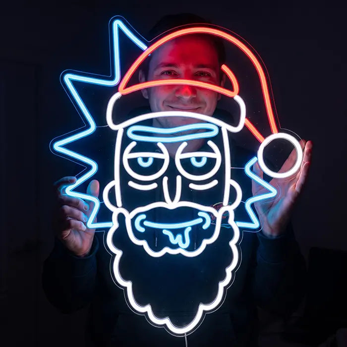 Weihnachtsmann Rick Neon LED Schild – Dimmbar mit Fernbedienung | Rick and Morty Weihnachtsdeko