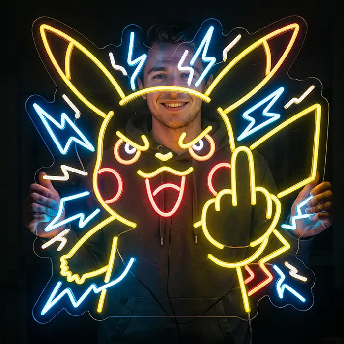 Aggro Pikachu mit Mittelfinger XL 55cm (12V)
