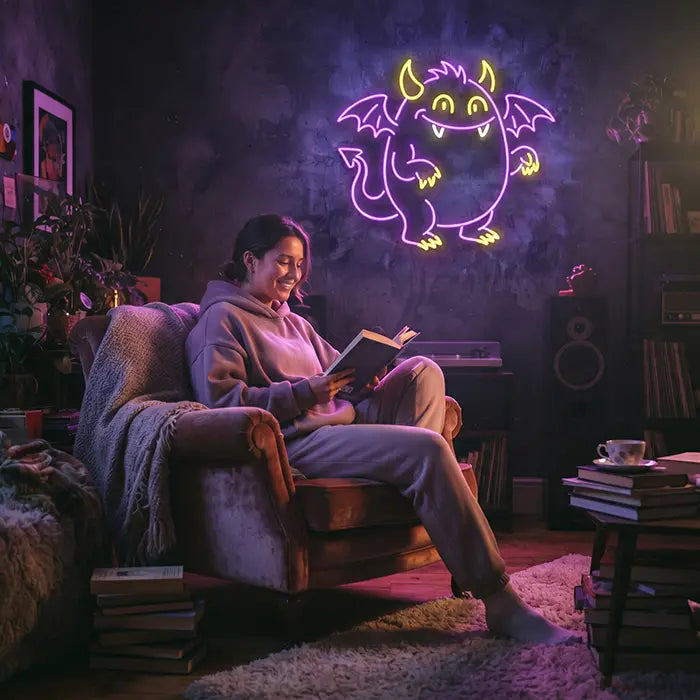Pummel-Monster Neon LED Schild – Dimmbar mit Fernbedienung | Monster Kinderzimmer Deko