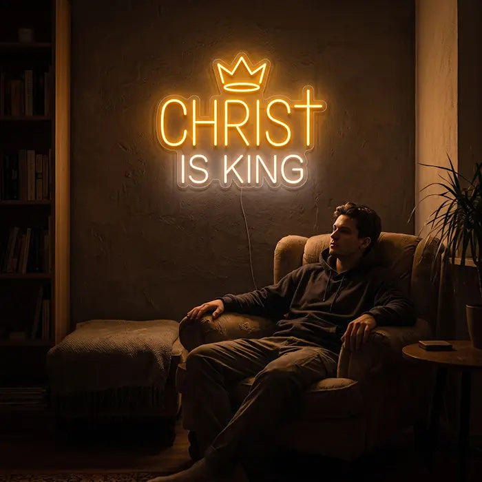 Christ is King Set Neon LED Schild – 7 Designs, USB oder 12V | Christliche Deko
