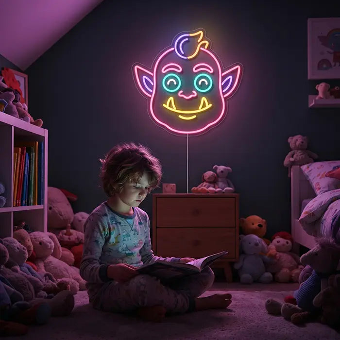 Freundlicher Ork Neon LED Schild – Dimmbar, USB oder 12V | Monster Kinderzimmer Deko