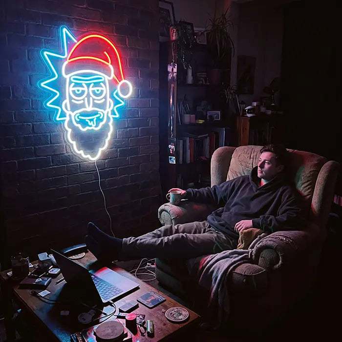 Weihnachtsmann Rick Neon LED Schild – Dimmbar mit Fernbedienung | Rick and Morty Weihnachtsdeko
