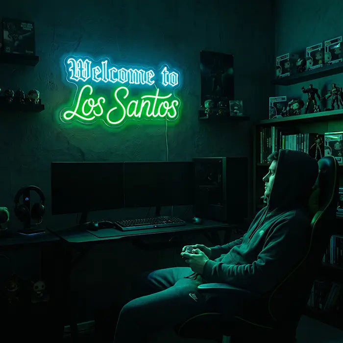 Los Santos Set Neon LED Schild – 2 Designs, USB oder 12V | GTA Gaming Deko