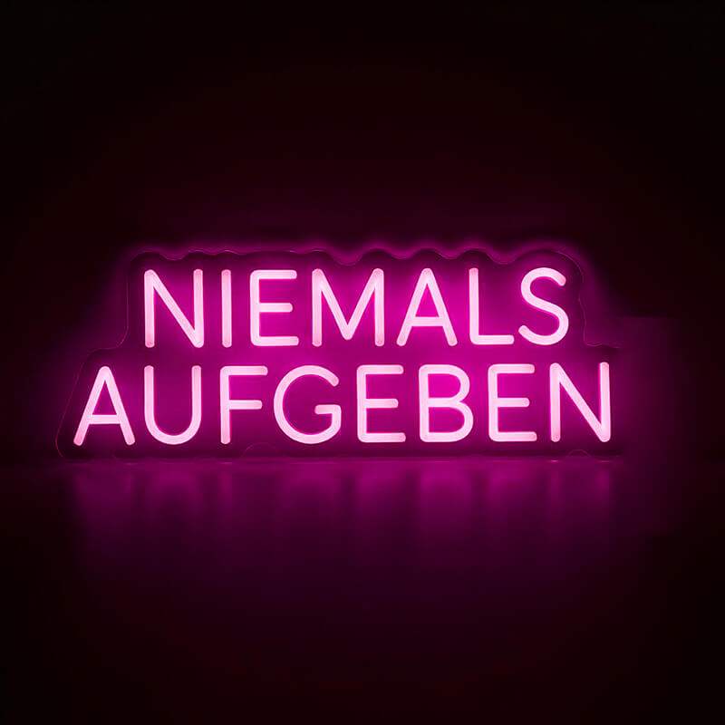Niemals Aufgeben LED Schild Pink 40cm – Statement-Deko fürs Mädchenzimmer