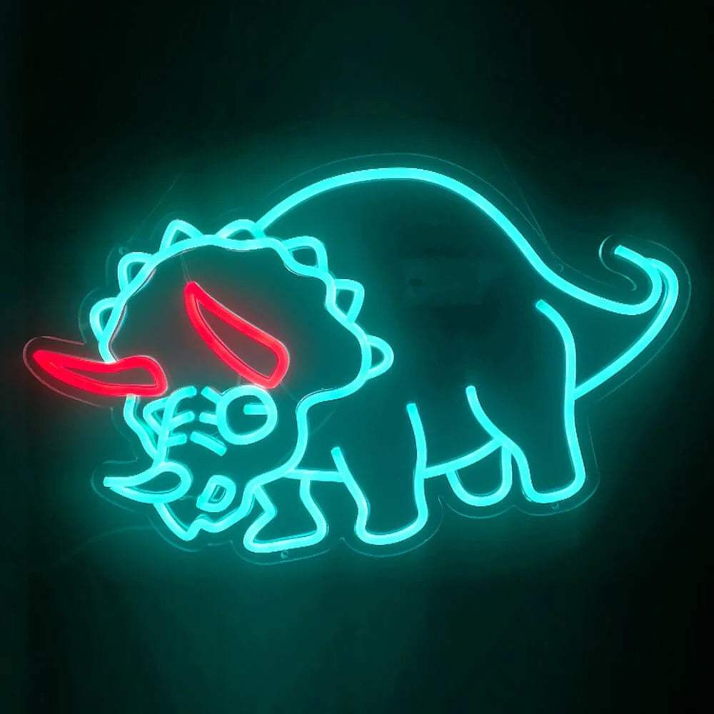Triceratops Dino Neon LED Schild USB – Dino Deko fürs Kinderzimmer