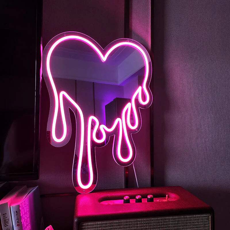 Neon Spiegelherz (37x50cm) USB - loveledlights - LED-Schild - 