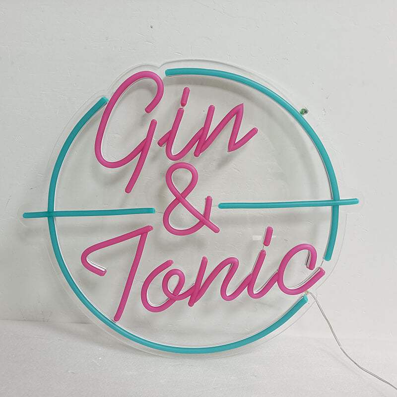 Gin Tonic Neon LED Schild – Boutique Hotel und Speakeasy Wanddeko