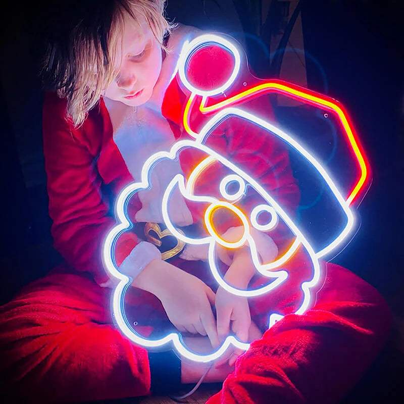 Weihnachtsmann Figur Neon LED Schild USB – klassische Weihnachten Deko fürs Wohnzimmer
