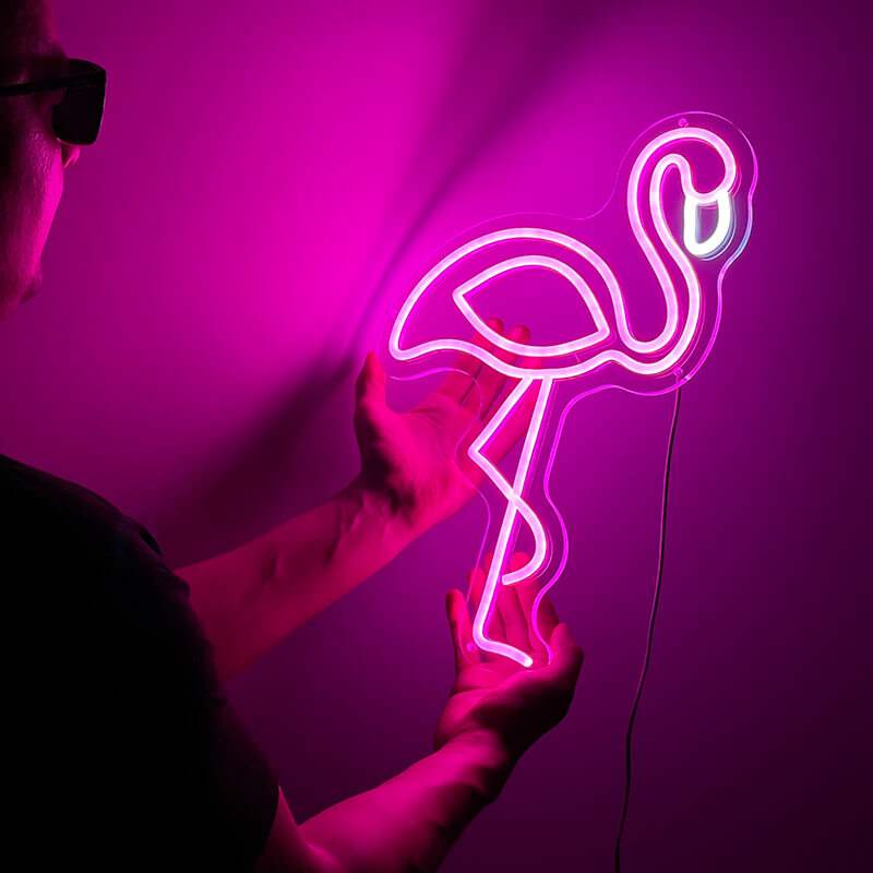 Pinker Flamingo (44x28cm) USB - loveledlights - LED-Schild - 