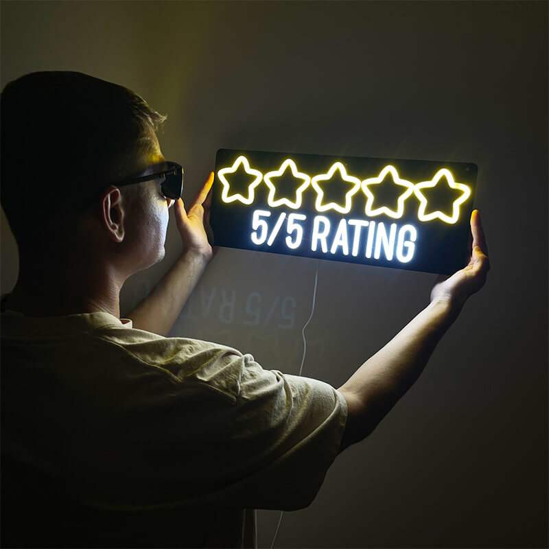 5 Star Rating (50x20cm) USB - loveledlights - LED-Schild - bewertung,sterne