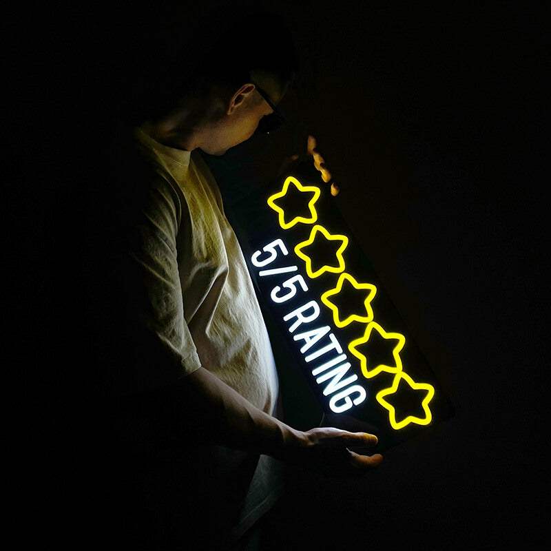5 Star Rating (50x20cm) USB - loveledlights - LED-Schild - bewertung,sterne