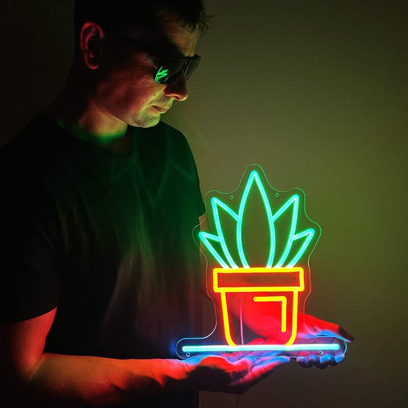 Topfpflanze (33x29cm) USB - loveledlights - LED-Schild - 