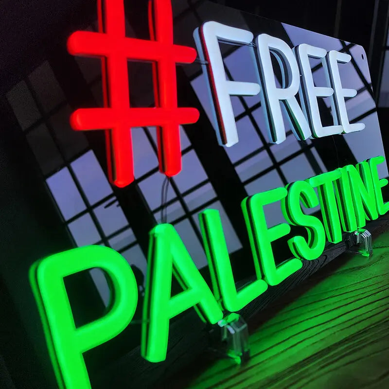 Free Palestine Neon LED Schild – politische Solidaritäts Wand Beleuchtung