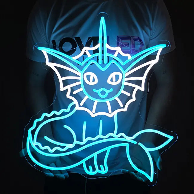Pokémon Aquana Vaporeon Neon LED Schild 12V – Wasser-Pokémon Deko in Blau fürs Gaming-Zimmer
