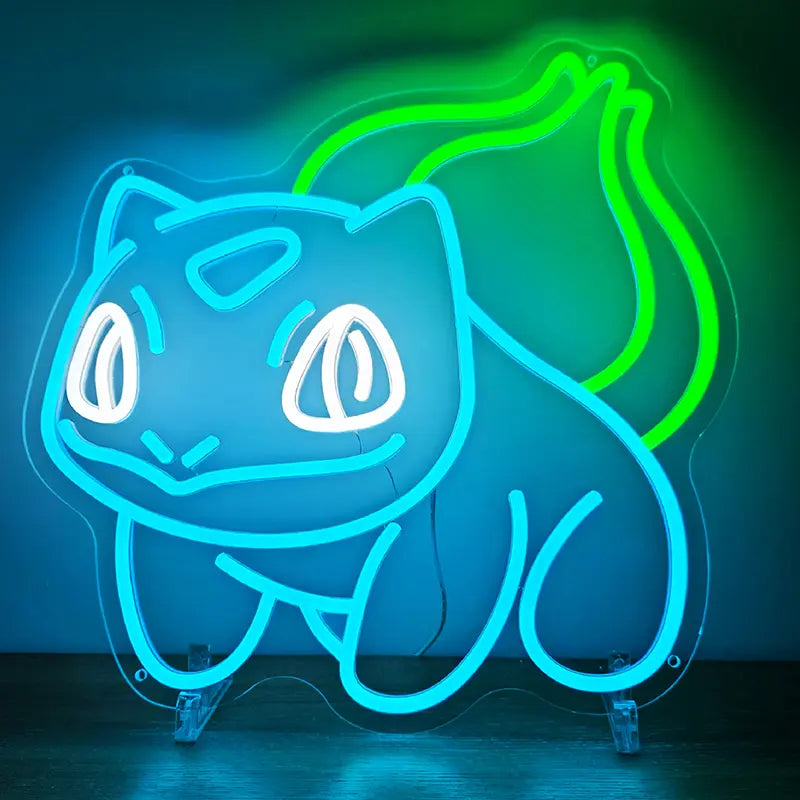 Pokémon Bisasam Neon LED Schild USB – Pflanzen-Starter Deko fürs Gaming-Zimmer