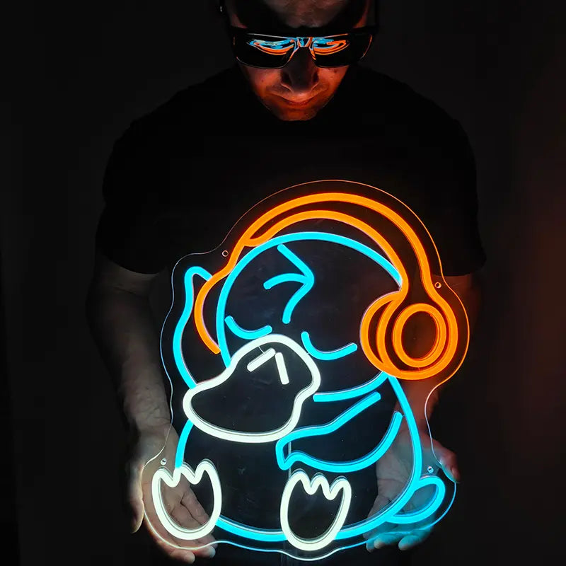 Enton Psyduck LED Leuchtschild beleuchtet – Custom Pokémon Artwork für Zocker