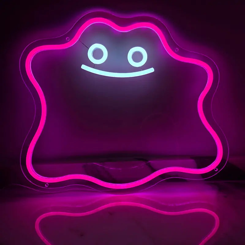 Pokémon Ditto Neon LED Schild USB – Kawaii Pink Deko fürs Gaming-Zimmer