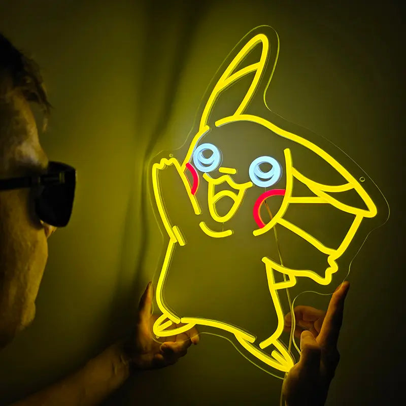 Pikachu LED Leuchtschild beleuchtet – Elektro-Pokémon Wanddeko für Anime-Fans