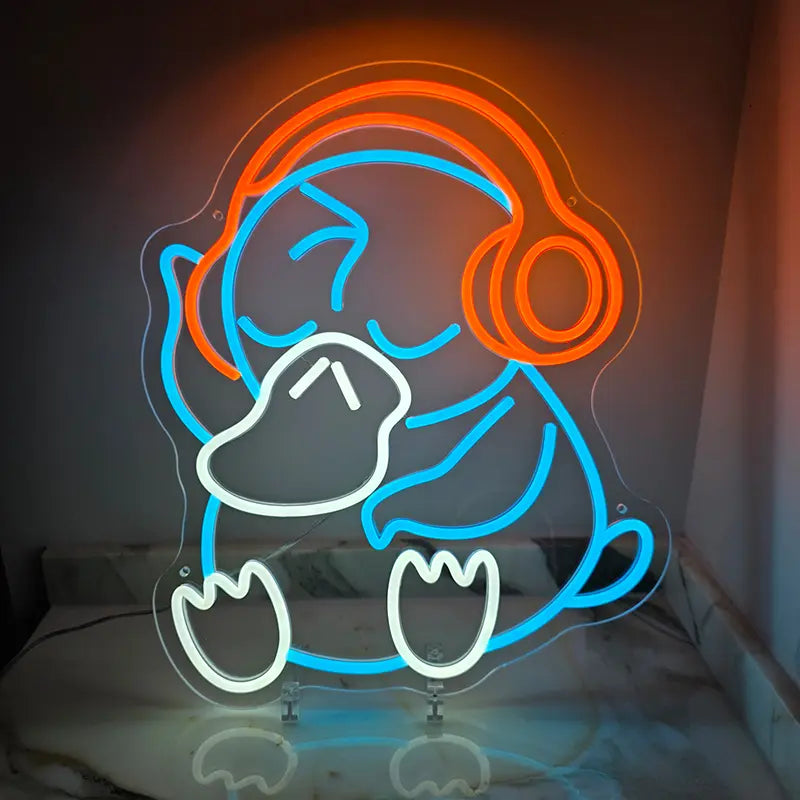 Pokémon Enton Neon LED Schild 12V – Wasser-Pokémon Deko fürs Gaming-Zimmer