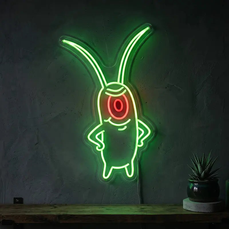The Plankton Neon LED Schild – SpongeBob Freaks als USB Wanddeko auf 6 mm Acrylglas
