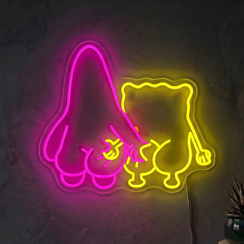 Best Friends Neon LED Schild – SpongeBob Freaks als 12V Wanddeko auf 6 mm Acrylglas