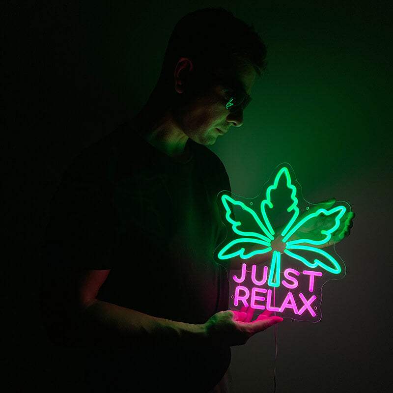 Just Relax Pink Neon LED Schild – Yoga Pilates Studio Pink Beleuchtung
