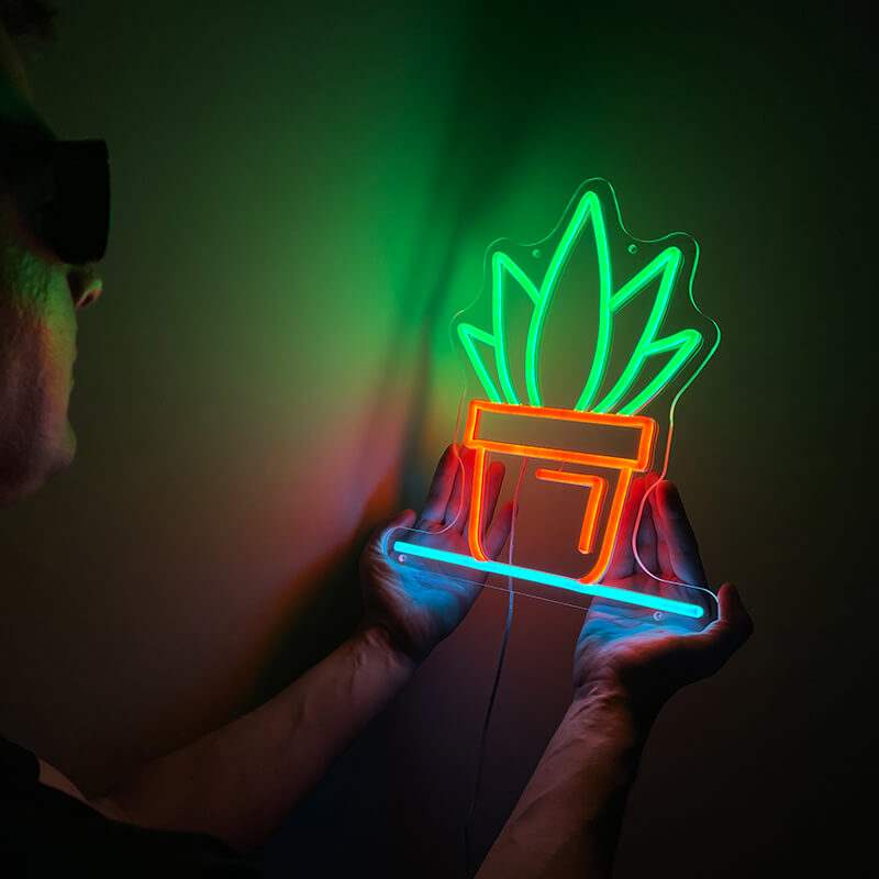 Topfpflanze (33x29cm) USB - loveledlights - LED-Schild - 