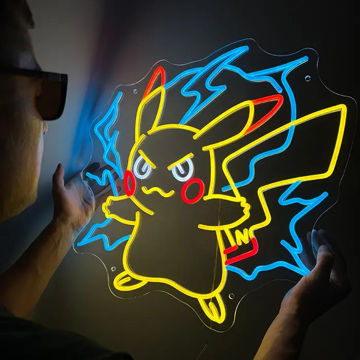 Pokémon Pikachu im Angriff Neon LED Schild – 12V Leuchtschild | Pokémon Gaming Wanddeko