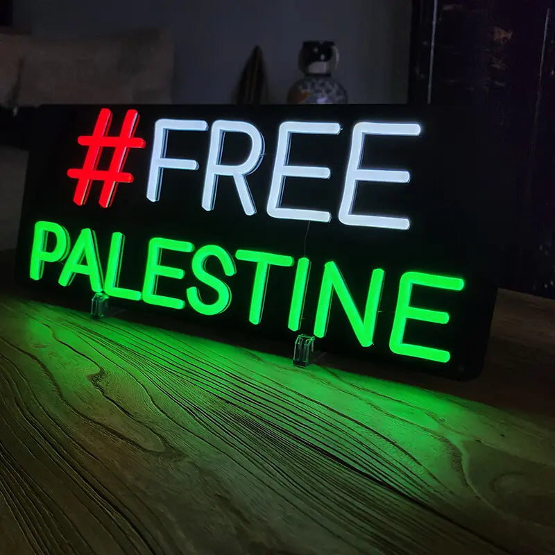 Free Palestine Neon LED Schild USB – Hashtag Statement Schlafzimmer Deko
