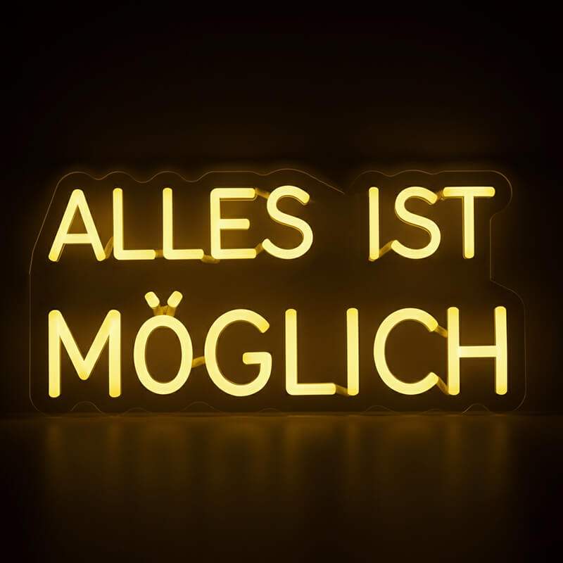 Inspirierender LED-Schriftzug für das Büro, die Küche oder das Fitnessstudio, der eine positive Affirmation ausstrahlt.