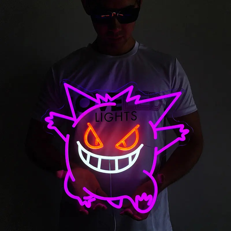Gengar Pokémon Neon Schild violett – LED Wanddeko fürs Jugendzimmer