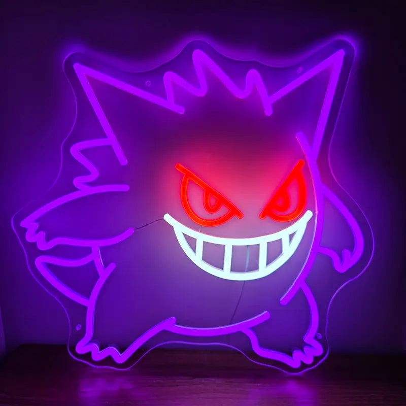 Gengar Epic Silhouette LED Schild 6mm Acrylplatte – Anime Deko fürs Schlafzimmer