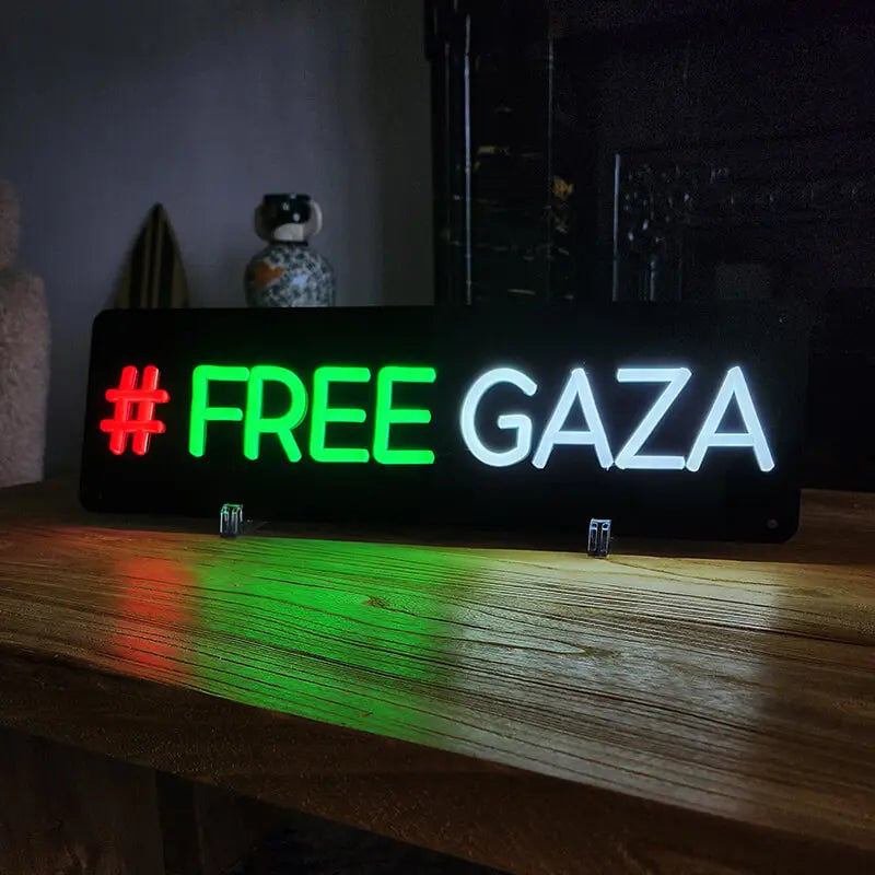 Free Gaza Neon LED Schild USB – Büro und Coworking Statement Deko