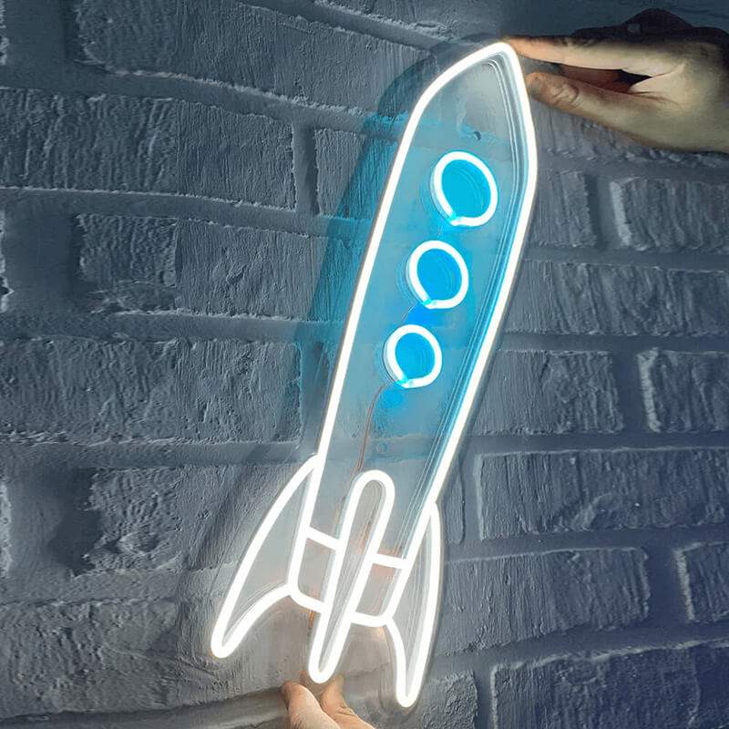 Weltraum Rakete (50x33cm) USB - loveledlights - LED-Schild - 