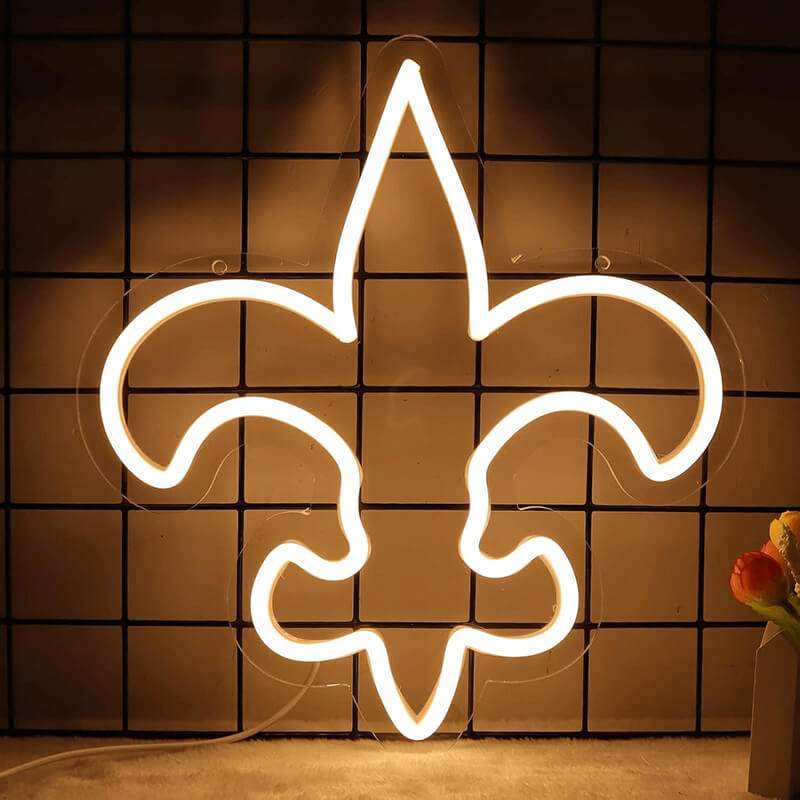 Fleur-de-lis Neon LED Schild USB – elegante Wanddeko für Wohnzimmer