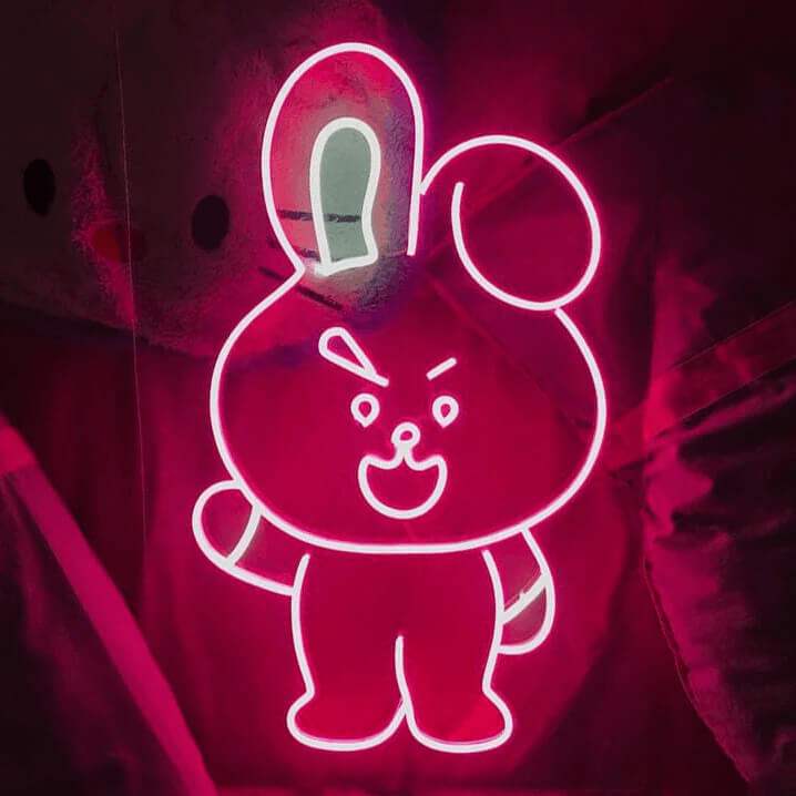 Pinker Hase (41x33cm) USB - loveledlights - LED-Schild - b21