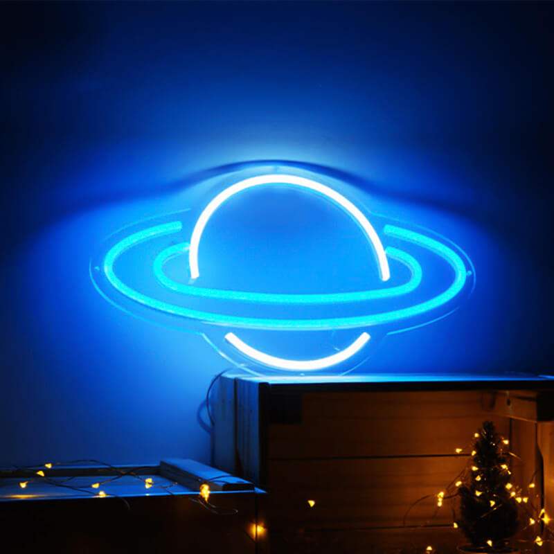 Blauer Saturn (29x40cm) USB - loveledlights - LED-Schild - 