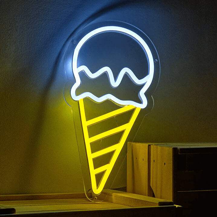 Waffeleis Neon LED Schild USB – Sommer Deko für Eisdiele