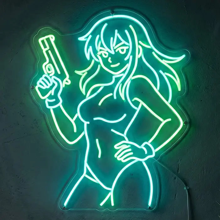 Jissika Suka Miaukuza Neon LED Schild – Anime Girl im Japan Yakuza Style