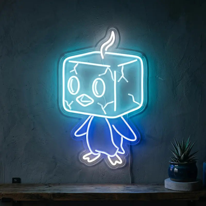Pokémon Kubuin Eiscue Neon LED Schild USB – Eis-Pokémon Deko in Hellblau fürs Gaming-Zimmer