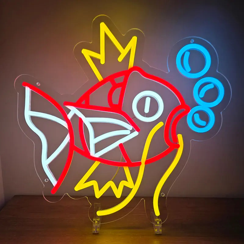 Pokémon Karpador Neon LED Schild USB – Wasser-Pokémon Wanddeko fürs Gaming-Zimmer