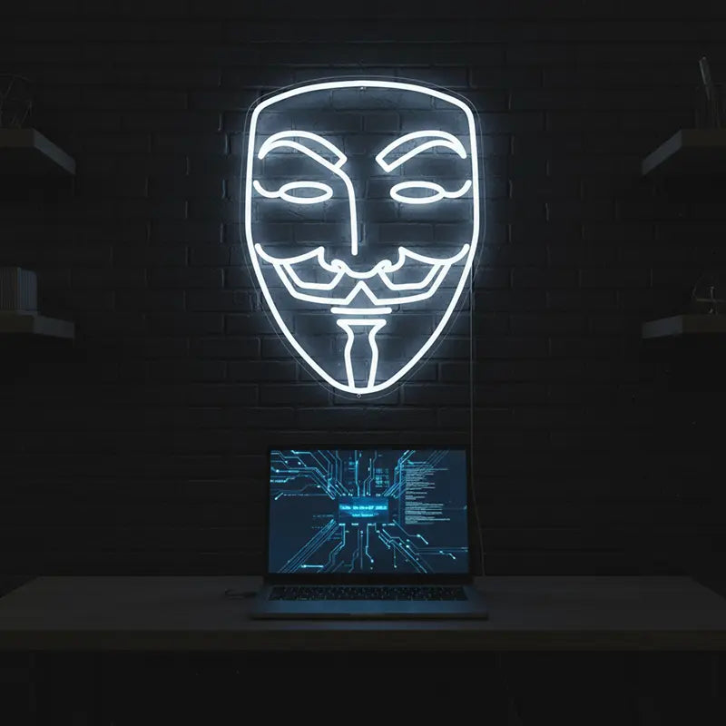LED Neonschild im Guy-Fawkes-Design – trendige Neon Wandbeleuchtung