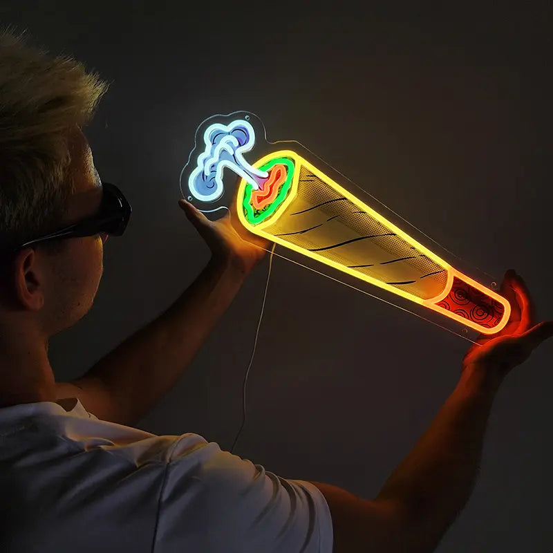 Rauchendes Neonlicht im Joint-Design – LED Wanddeko für Wohnzimmer oder Lounge