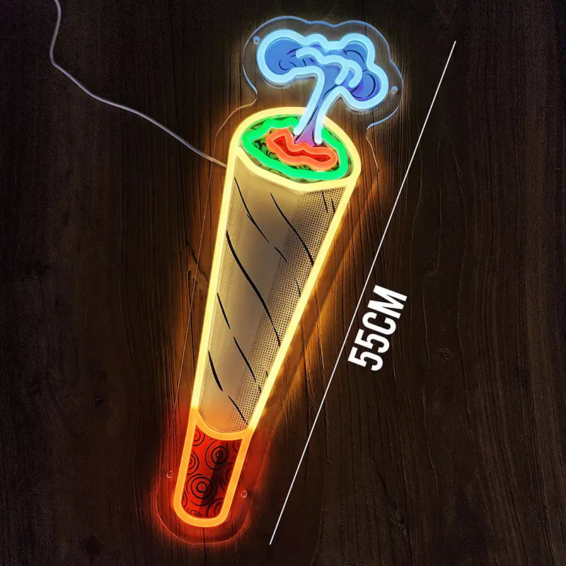 Farbenfrohes Neonlicht mit rauchendem Motiv – auffällige LED Wandbeleuchtung