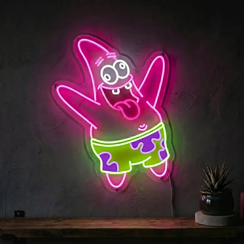 Crazy Star Neon LED Schild – SpongeBob Freaks als USB Wanddeko auf 6 mm Acrylglas