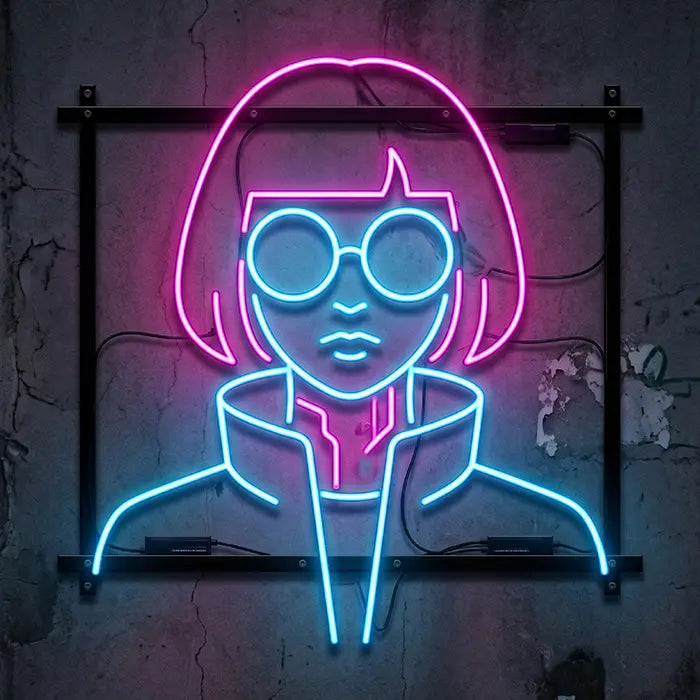 Hacker Neon LED Schild – Cyberpunk Hacker-Mädchen Wanddeko für Tech-Fans